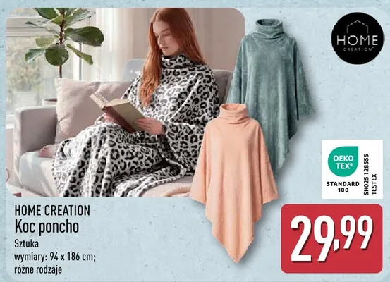 Koc poncho Home Creation 94x186 cm promocja w Aldi