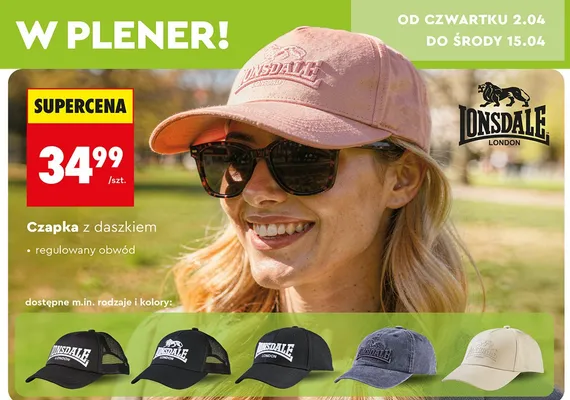 Czapka z daszkiem regulowany obwód promocja w Biedronka