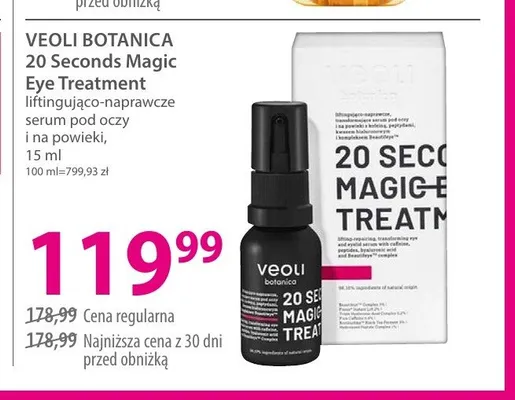 Liftingująco-naprawcze serum pod oczy i na powieki VEOLI BOTANICA 20 Seconds Magic Eye Treatment promocja w Hebe