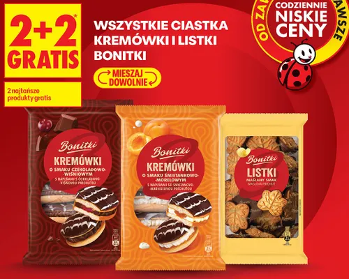 Ciastka Kremówki Bonitki o smaku śmietankowo-morelowym promocja w Biedronka