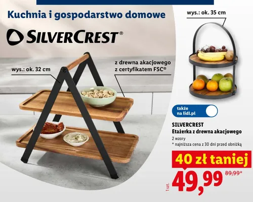 Etażerka z drewna akacjowego Silvercrest promocja w Lidl