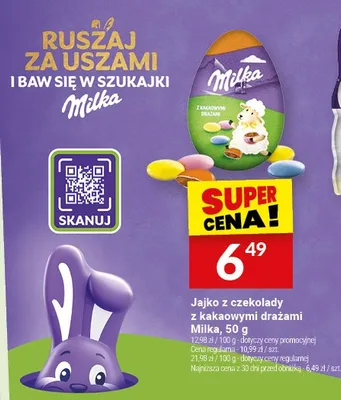 Jajko z czekolady z kakaowyni drażami Milka promocja w Twój Market