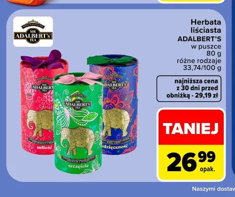 Herbata liściasta Adalbert's w puszce Wdzięczność promocja w Carrefour Market