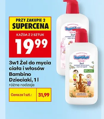 3w1 Żel do mycia ciała i włosów Bambino Dzieciaki promocja w Biedronka