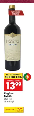 Wino czerwone wytrawne Pegões Syrah promocja w Biedronka