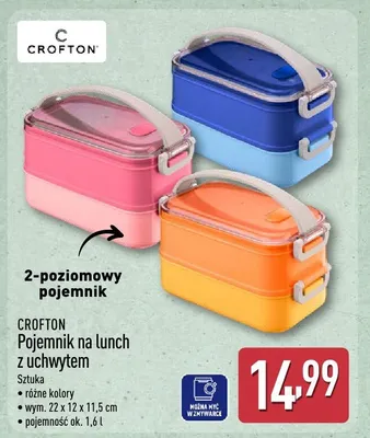 Pojemnik na lunch z uchwytem Crofton 2-poziomowy 22x12x11,5cm promocja w Aldi