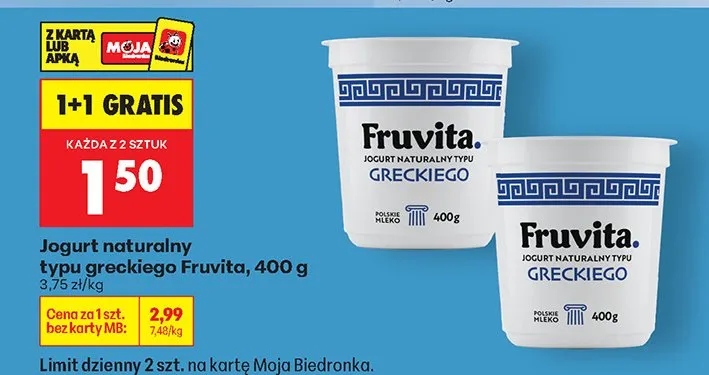 Jogurt naturalny typu greckiego promocja w Biedronka