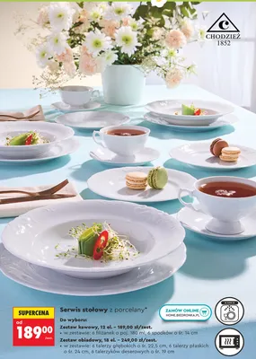 Serwis stołowy z porcelany, zestaw obiadowy, 18 el. promocja w Biedronka