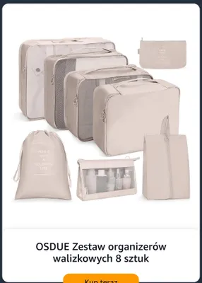 Zestaw organizerów walizkowych OSDUE 8-pak promocja w Amazon