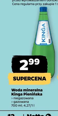 Woda mineralna Kinga Pienińska niegazowana promocja w Netto