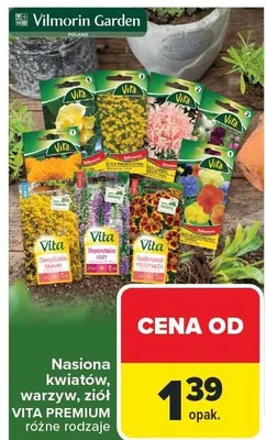 Nasiona kwiatów, warzyw, ziół VITA PREMIUM promocja w Carrefour