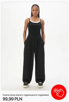 Dresy damskie Cropp czarne barrel z regulowanymi nogawkami promocja w Cropp