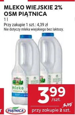 Mleko wiejskie 2% Osm Piątnica promocja w Stokrotka