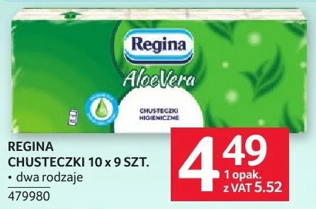 Chusteczki Regina Aloe Vera 10x9 szt. promocja w Selgros
