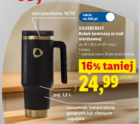 Kubek termiczny ze stali nierdzewnej Silvercrest 1,2 l promocja w Lidl