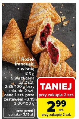 Rożek francuski z wiśnią promocja w Carrefour Market