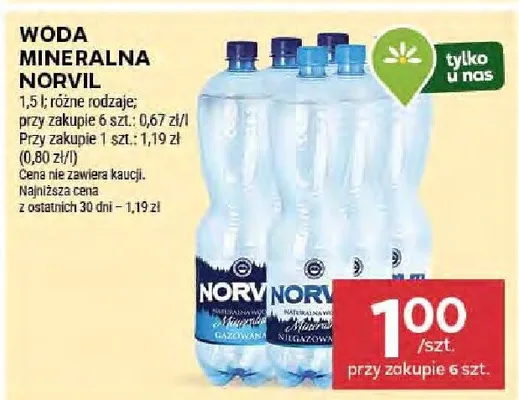 Woda mineralna Norvil gazowana i niegazowana promocja w Stokrotka