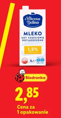 Mleko UHT częściowo odtłuszczone Mleczna Dolina 1,5% promocja w Lidl