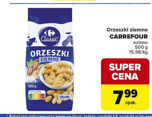 Orzeszki ziemne solone Carrefour promocja w Carrefour Market