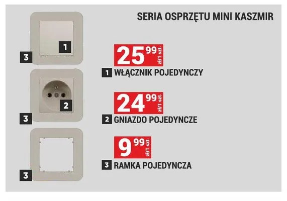 Ramka pojedyncza Seria osprzętu Mini Kaszmir promocja w Merkury Market