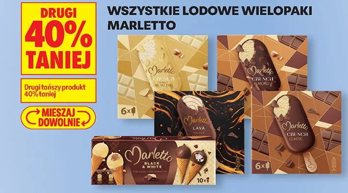 Wszystkie lodowe wielopaki Marletto DRUGI -40% promocja w Biedronka