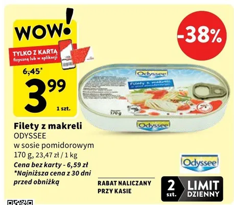 Filety z makreli ODYSSEE w sosie pomidorowym promocja w Intermarche