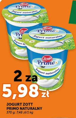 Jogurt naturalny Zott Primo naturalny promocja w Groszek