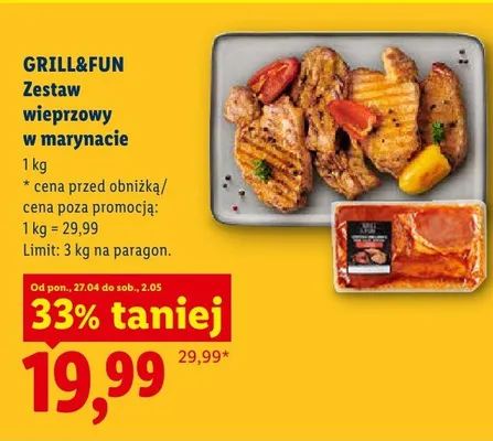 Zestaw wieprzowy w marynacie Grill&Fun promocja w Lidl