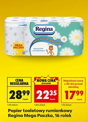 Papier toaletowy rumiankowy Mega Paczka 16 rolek promocja w Biedronka