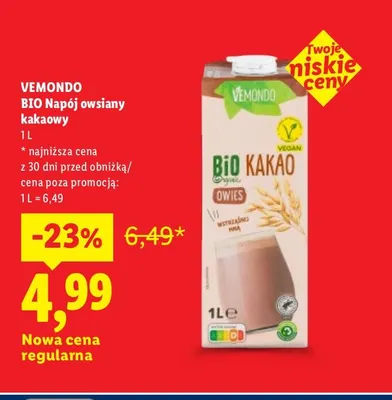 Bio napój owsiany kakaowy Vemondo promocja w Lidl