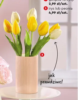 Bukiet sztucznych kwiatów: tulipany 30 cm promocja w Biedronka