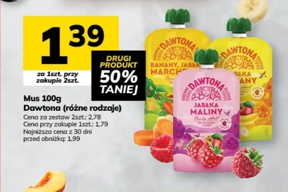 Mus Dawtona banany jabłka marchewka promocja w Hitpol