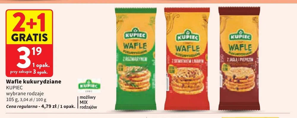 Wafle kukurydziane Kupiec promocja w Intermarche
