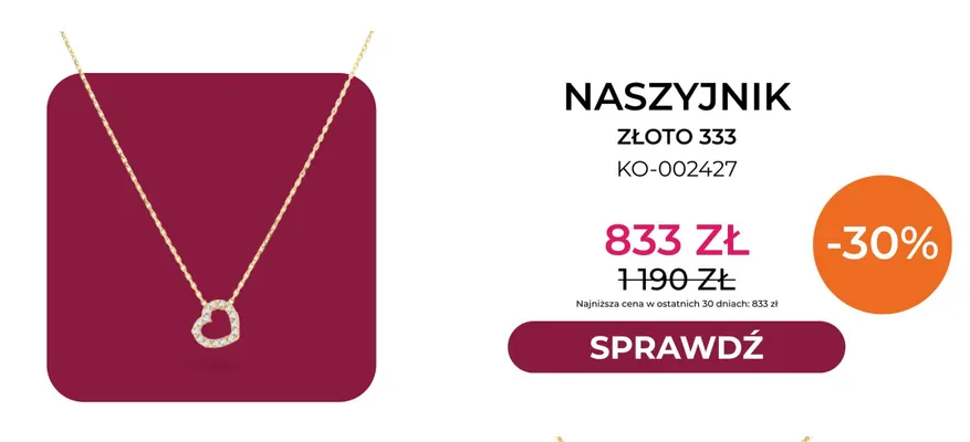 Naszyjnik złoto 333 KO-002427 Briju promocja w Briju