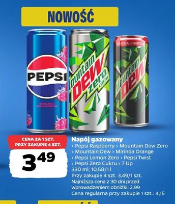 Napój gazowany Pepsi Zero Cukru promocja w Netto