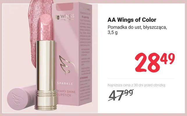 Pomadka do ust błyszcząca AA Wings of Color promocja w Rossmann