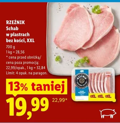 Schab w plastrach bez kości, XXL promocja w Lidl