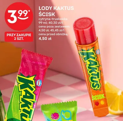 Lody Kaktus Ścisk cytryna-truskawka promocja w Żabka