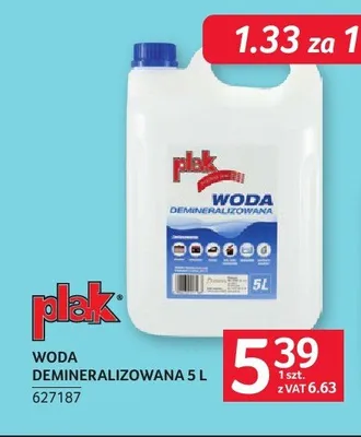 Woda demineralizowana Plak promocja w Selgros