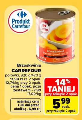 Brzoskwinie połówki Carrefour promocja w Carrefour Market