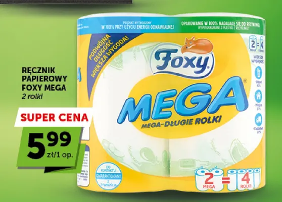 Ręcznik papierowy Foxy Mega 2-pak promocja w Euro Sklep