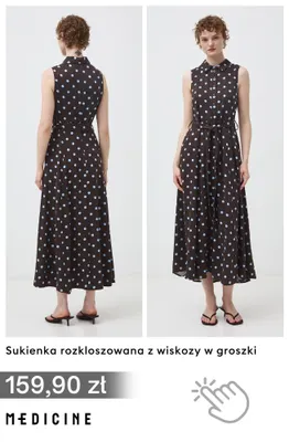 Sukienka rozkloszowana z wiskozy w groszki Medicine promocja w Medicine