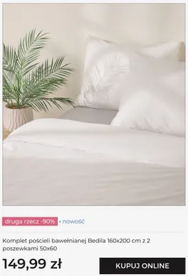 Komplet pościeli bawełnianej Bedila 160x200 cm z 2 poszewkami 50x60 promocja w home&you
