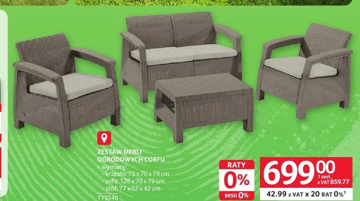 Zestaw mebli ogrodowych Corfu promocja w Selgros