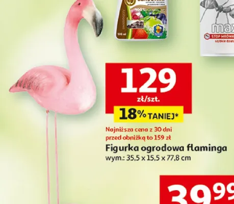 Figurka ogrodowa flaminga 35,5x15,5x77,8cm promocja w Auchan