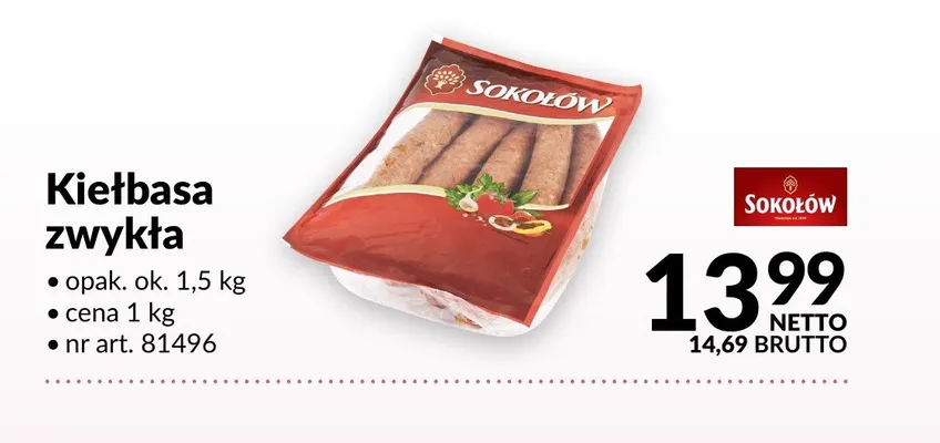 Kiełbasa zwykła Sokołów promocja w Makro