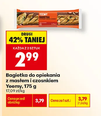 Bagietka do opiekania z masłem i czosnkiem Yeemy promocja w Biedronka