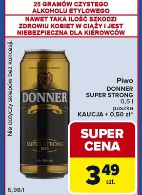 Piwo Super Strong puszka promocja w Carrefour Express