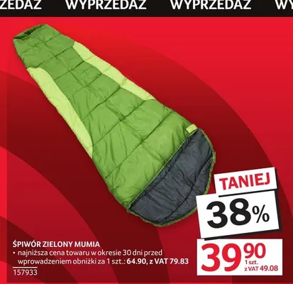 Śpiwór zielony mumia promocja w Selgros