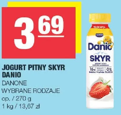 Jogurt pitny Skyr Danio Danone promocja w SPAR
